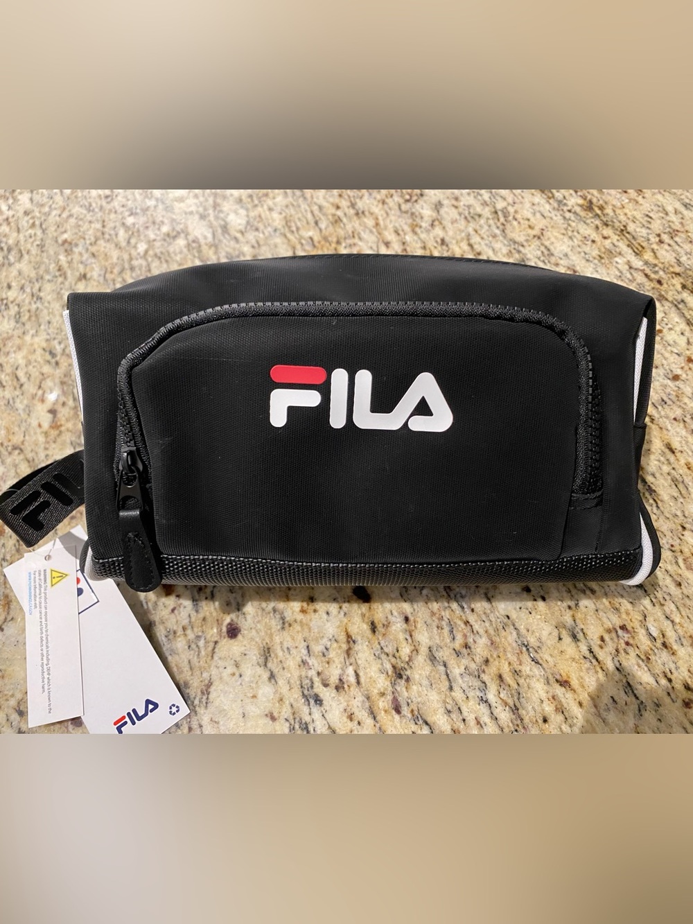 FILA Black Zip Pouch Toiletry Bag